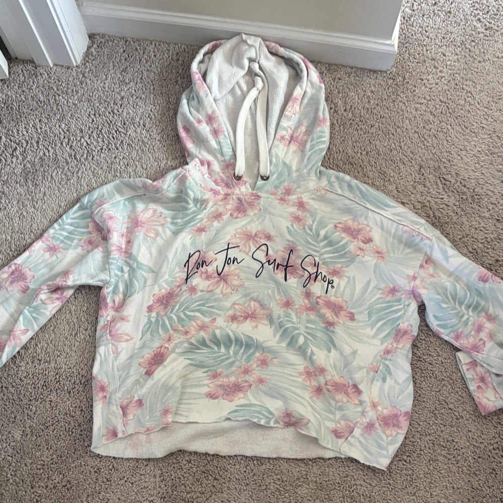 Floral Hoodie with Surf Shop Print